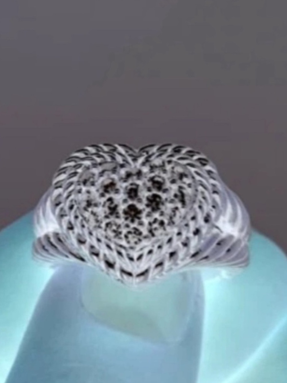 Authentic Judith Ripka Sterling Heart Ring Cable CZ Ring Size 7